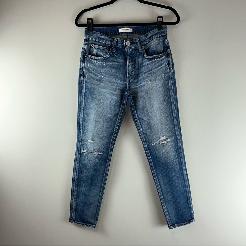 Moussy Vintage Mid Rise Y2K Distressed Skinny Women Jeans Size 26